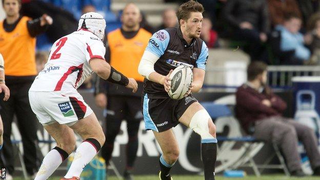 Henry Pyrgos carries for Glasgow Warriors against Ulster