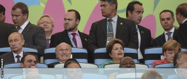 Putin, Blatter, Rouseff, Merkel
