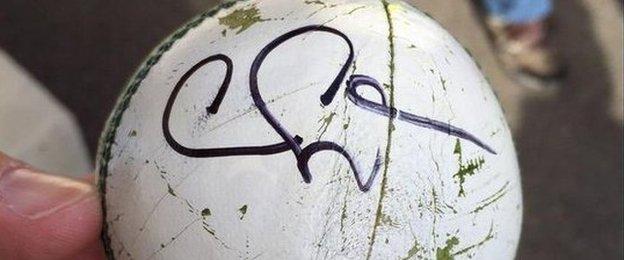 Martin Bullock's signed cricket ball