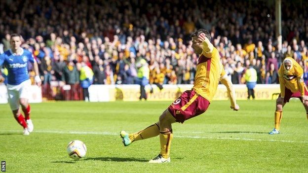 John Sutton's penalty on Sunday made it 3-0 to Motherwell, and 6-1 on aggregate