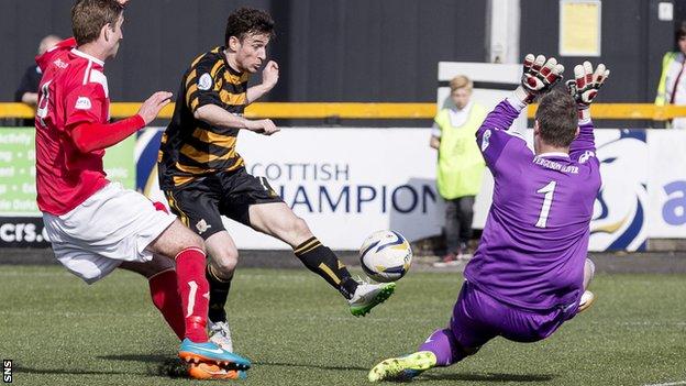 Kevin Cawley scores for Alloa