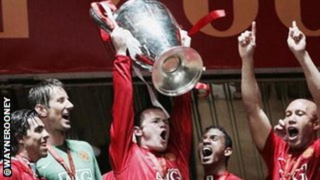 Wayne Rooney with the Champions League in 2008