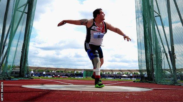 Aled Sion Davies holds the F42 discus world record with 48.87m