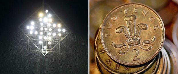 Floodlights and a two pence piece