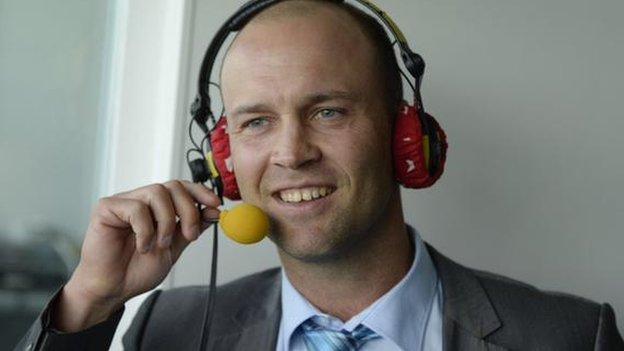 Jonathan Trott in the TMS box at Egbaston