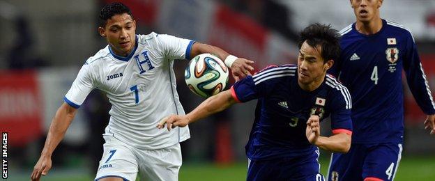 Emilio Izaguirre playing for Honduras against Japan in November