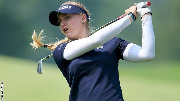 Charley Hull in first round action at the Women's PGA Championship