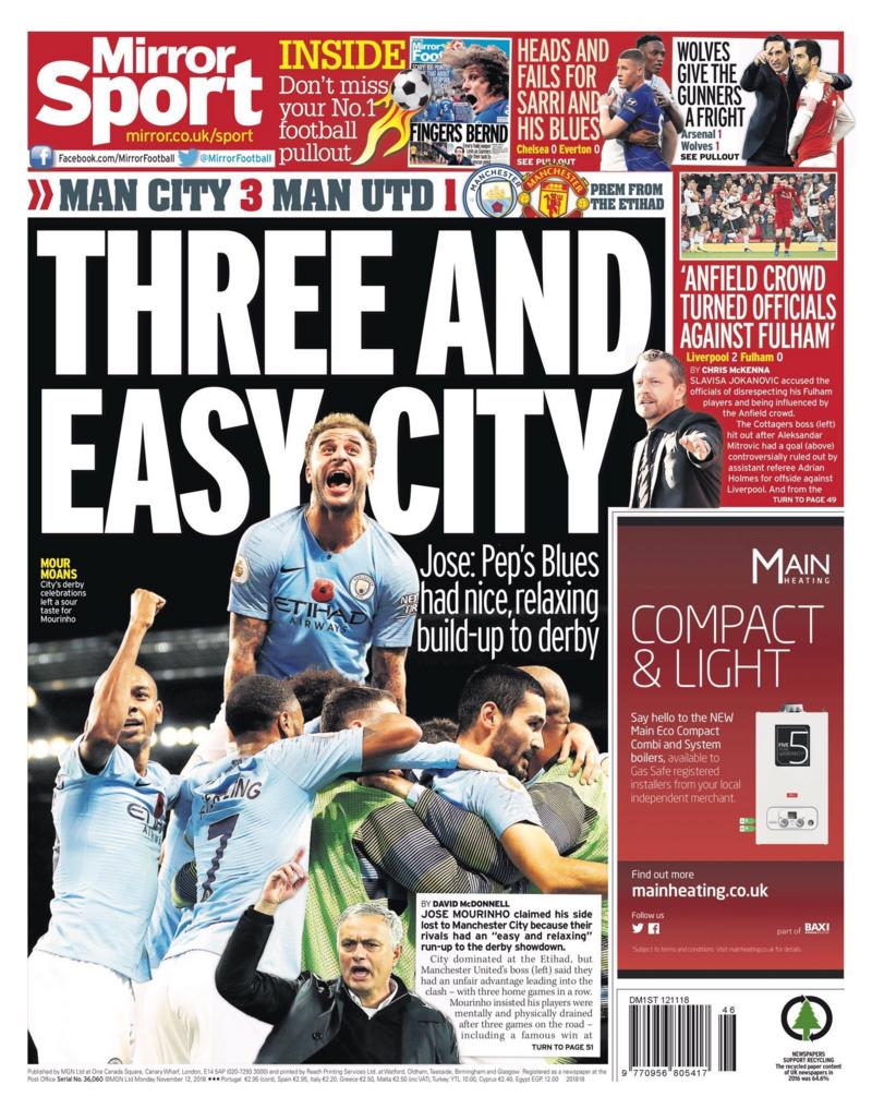 Monday's back pages BBC Sport