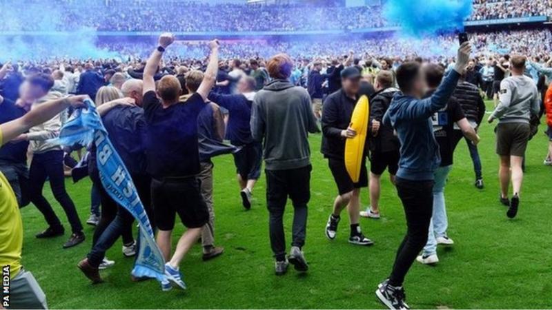 FA has fined Manchester City for 'violent' pitch invasion after winning last season's Premier League title.