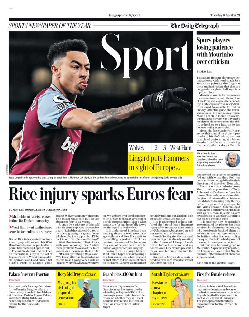 Tuesday's papers - BBC Sport