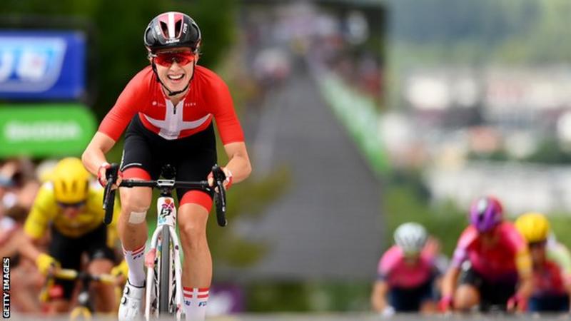 Cecilie Uttrup Ludwig cycled through to win the third stage of the inaugural Tour de France Femmes.