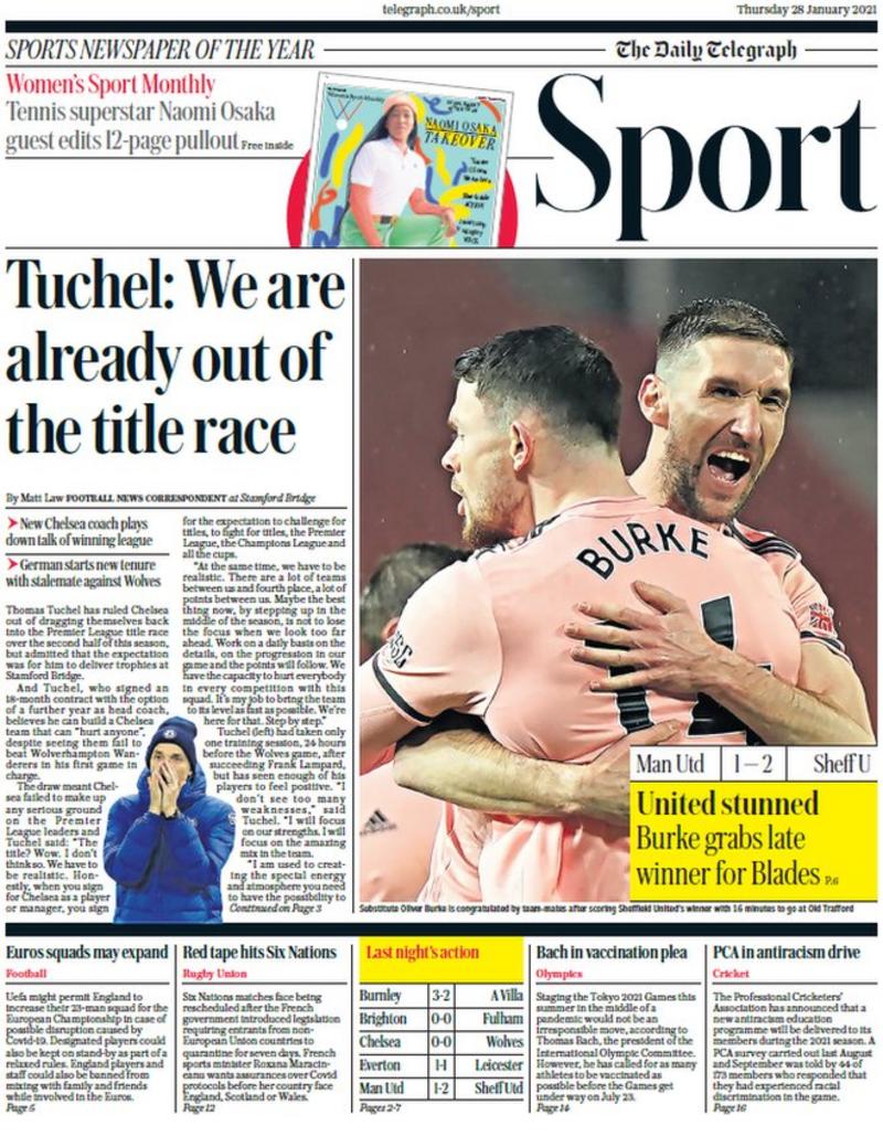 Thursday's back pages BBC Sport