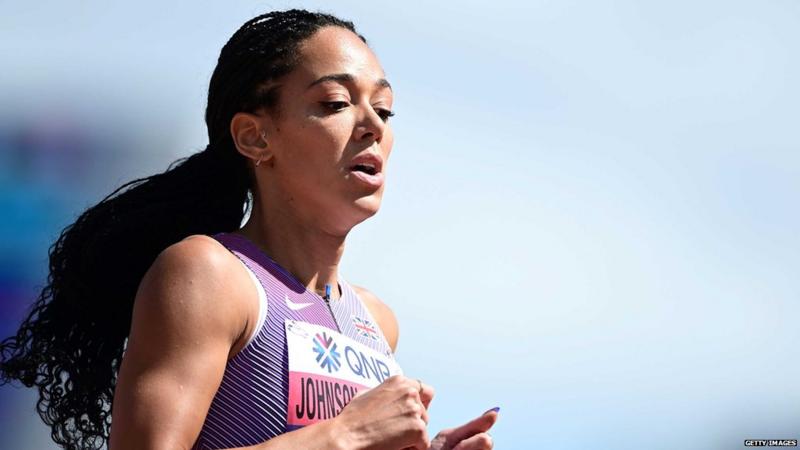 Britain's Katarina Johnson-Thompson wins on her return to competition at Loughborough International.