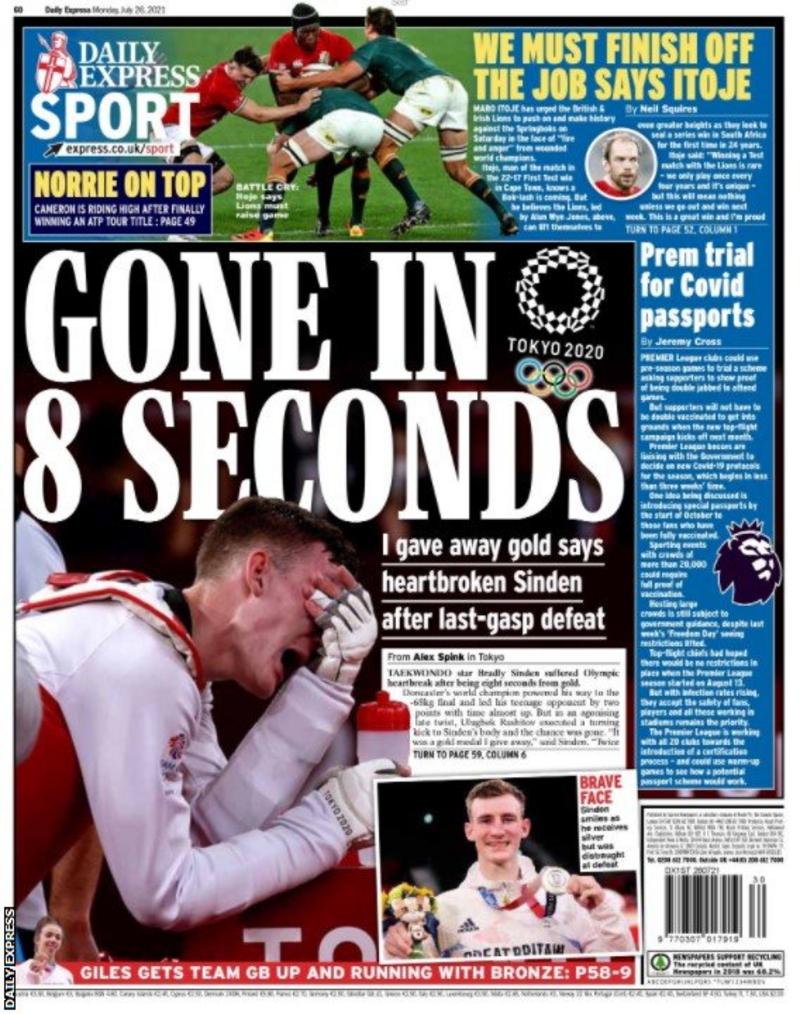 Monday's back pages BBC Sport