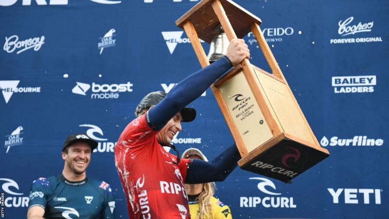 Ethan Ewing has capitalized on the Rip Curl Pro men's title at Bells Beach.
