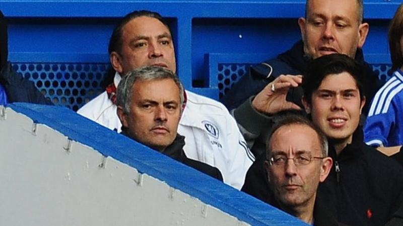 Jose Mourinho: Chelsea manager sits with fans after sending off