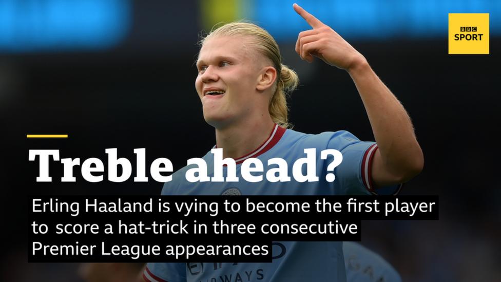 Erling Haaland is vying to become the first player to score a hat-trick in three consecutive Premier League appearances