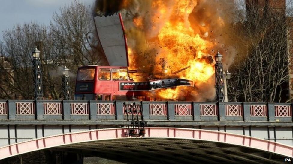 London bus blown up for film stunt