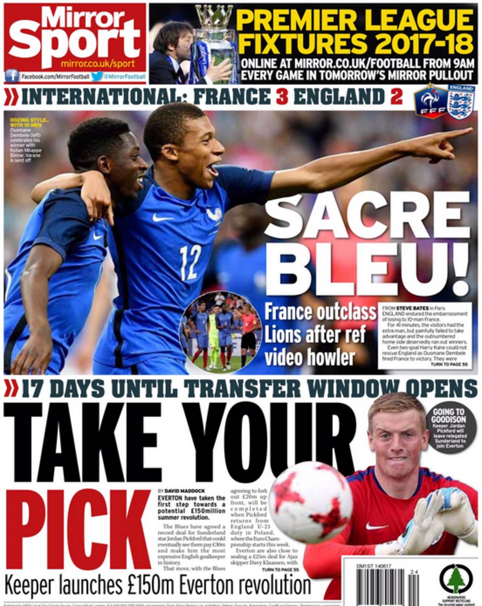 Mirror back page on Wednesday