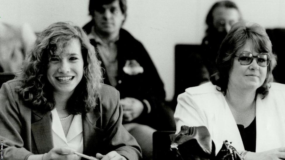 Justine Blainey alongside her lawyer Anna Fraser during one of her court cases