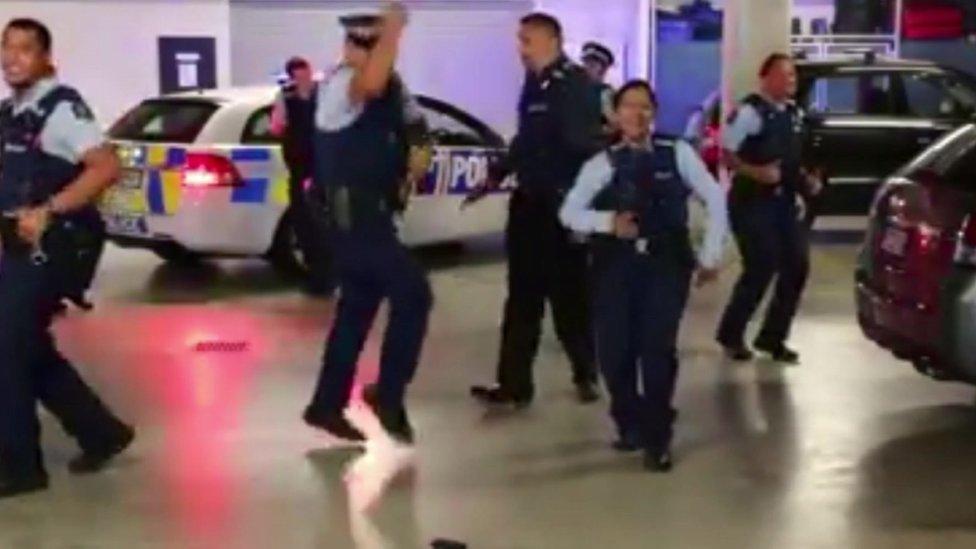 New Zealand police do the Running Man