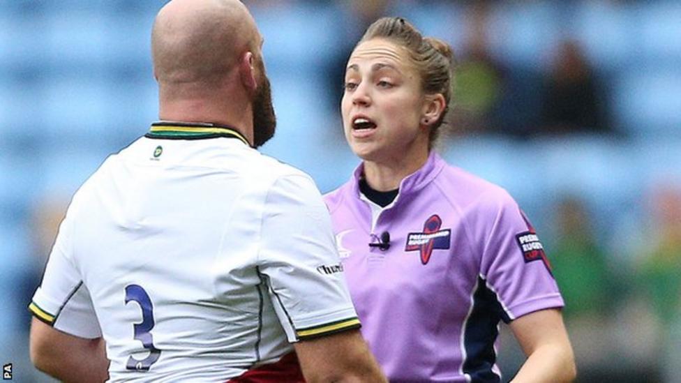 Sara Cox Becomes First Woman To Referee A Top Tier English Match In Premiership Rugby Cup Bbc 