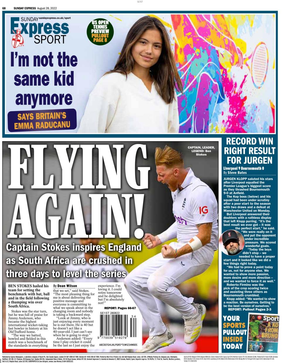 Sunday's sports pages BBC Sport