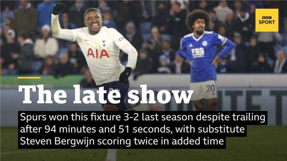 The late show - Spurs won this fixture 3-2 last season despite trailing after 94 minutes and 51 seconds, with substitute Steven Bergwijn scoring twice in added time