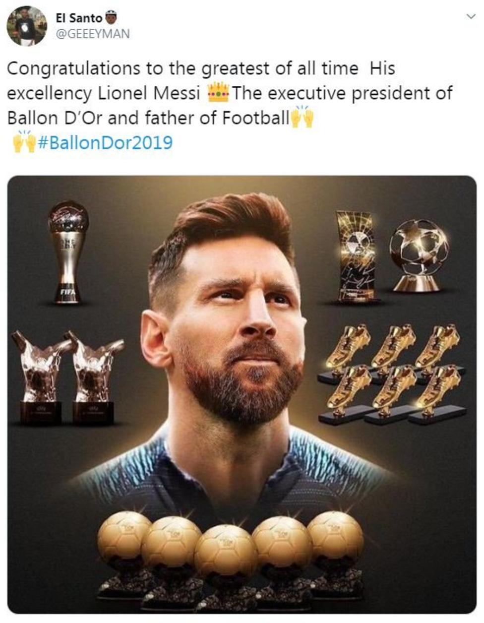 Ballon d'Or How social media reacted to Lionel Messi's win BBC Sport