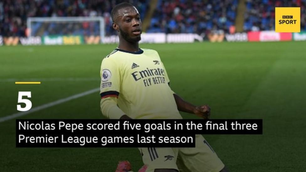 Nicolas Pepe scored five goals in the final three Premier League games last season