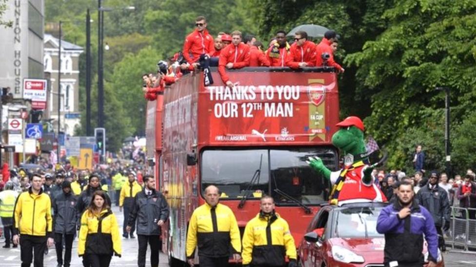 Parade for FA Cup victors Arsenal