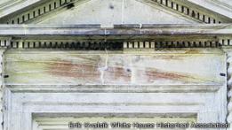 The scorch marks of the fire are still visible today on the White House as two areas have been left unpainted. Erik Kvalsik for the White House Historical Association