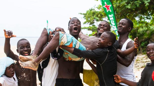 Spreading joy in Liberia through surfing (Credit: Credit: Alphanso Appleton)