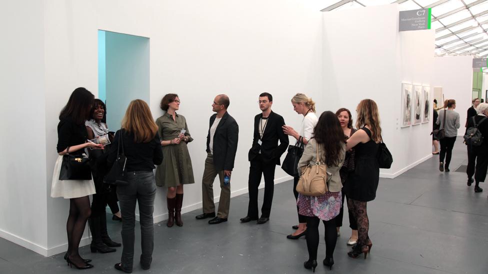 Frieze New York visitors queue up to chat with a young actor – all part Turner Prize-nominated artist Tino Sehgal’s work, Ann Lee. (John Berens/ Frieze) Frieze New York visitors queue up to chat with a young actor – all part Turner Prize-nominated artist Tino Sehgal’s work, Ann Lee. (John Berens/ Frieze)