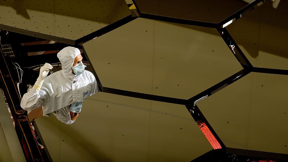 Final checks of the six mirror segments before being readied for shipment. (Copyright: Nasa) Final checks of the six mirror segments before being readied for shipment. (Copyright: Nasa)