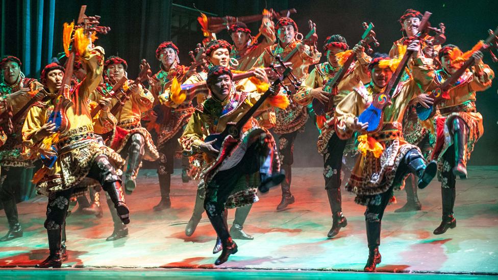 Musicians from Tibet at a Chinese government-sponsored show in 2012. (Corbis) Musicians from Tibet at a Chinese government-sponsored show in 2012. (Corbis)