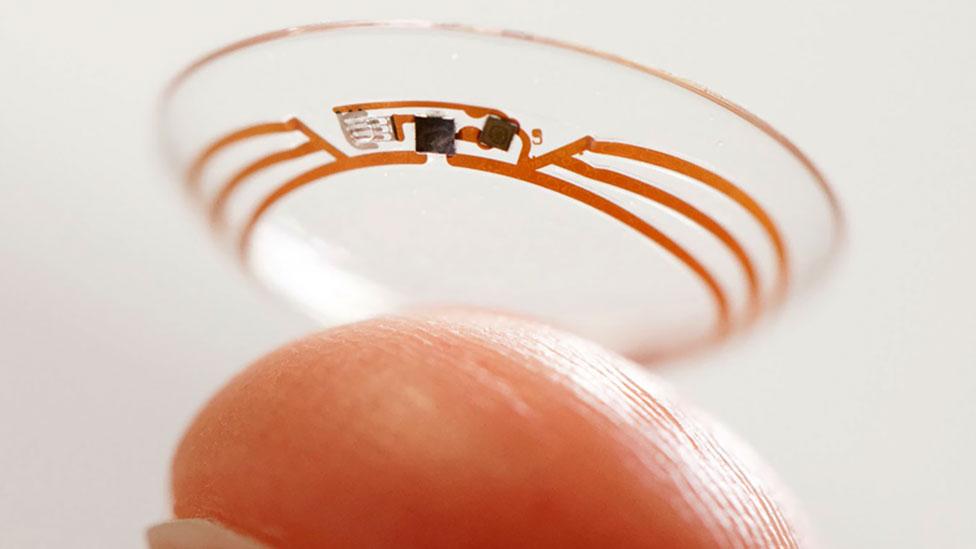 Google is exploring the idea of electronics in the eye, held on a contact lens, to monitor health. (Google) Google is exploring the idea of electronics in the eye, held on a contact lens, to monitor health. (Google)