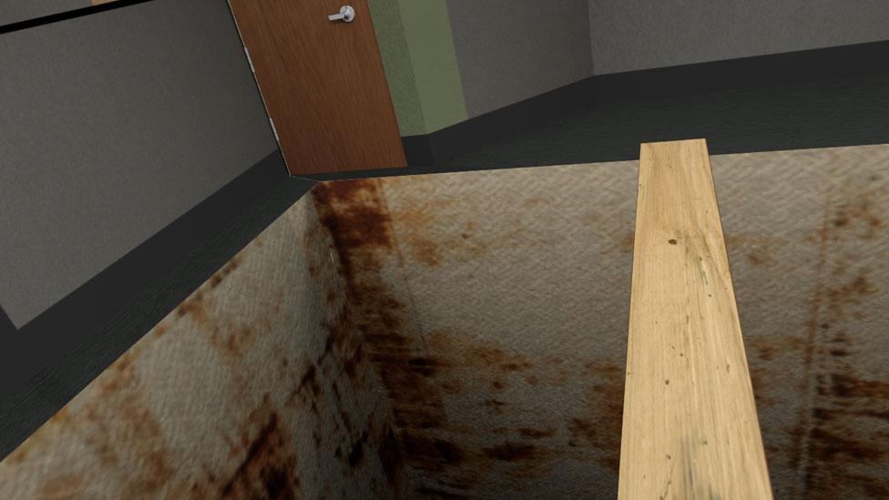 I found walking across 'The Pit' on a plank deeply unsettling (Virtual Human Interaction Lab) I found walking across 'The Pit' on a plank deeply unsettling (Virtual Human Interaction Lab)