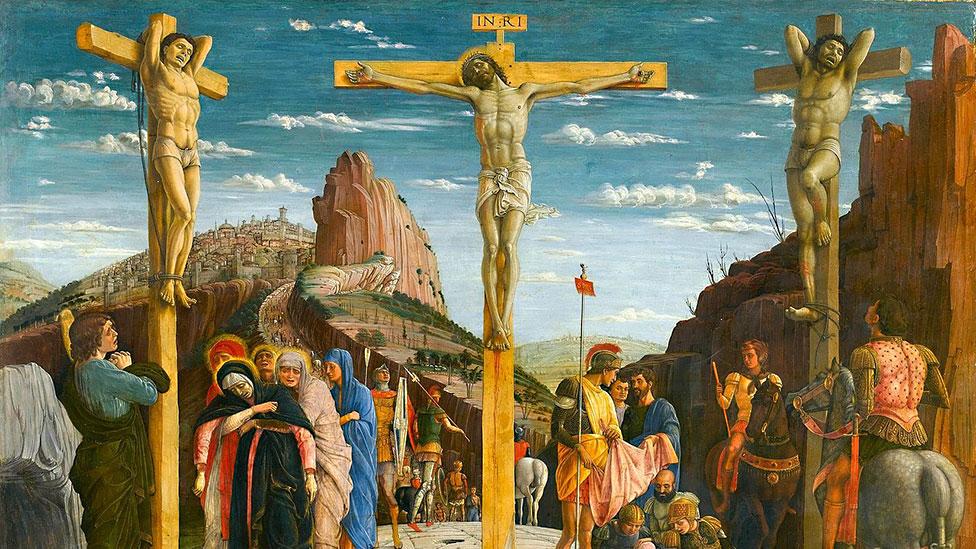 Andrea Mantegna’s blunt and forceful Crucifixion from 1456–59 (Andrea Mantegna) Andrea Mantegna’s blunt and forceful Crucifixion from 1456–59 (Andrea Mantegna)
