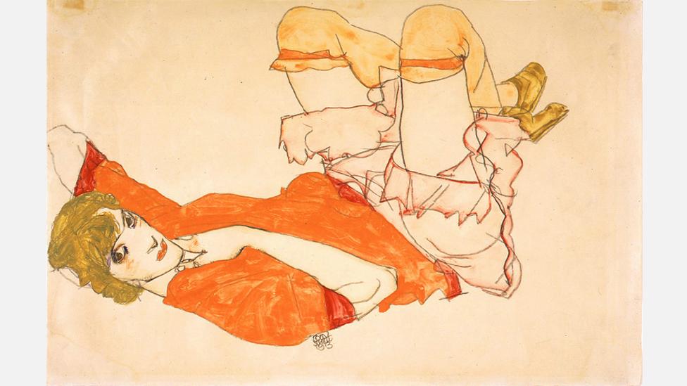 Egon Schiele, 1913. Wally in Red Blouse with Raised Knees (Courtesy of the Sabarsky Collection, New York) Egon Schiele, 1913. Wally in Red Blouse with Raised Knees (Courtesy of the Sabarsky Collection, New York)