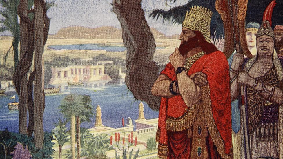An illustration from the early 20th Century depicts Nebuchadnezzar surveying the Hanging Gardens of Babylon (Corbis) An illustration from the early 20th Century depicts Nebuchadnezzar surveying the Hanging Gardens of Babylon (Corbis)