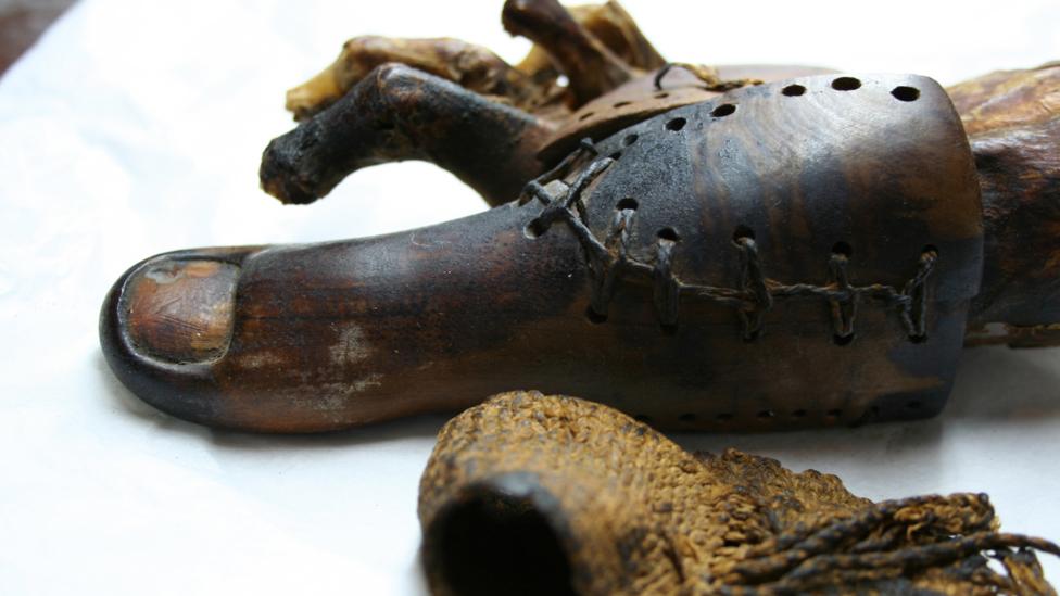 This Egyptian toe may be one of the earliest prosthetics made (Credit: Dr Jacky Finch) This Egyptian toe may be one of the earliest prosthetics made (Credit: Dr Jacky Finch)