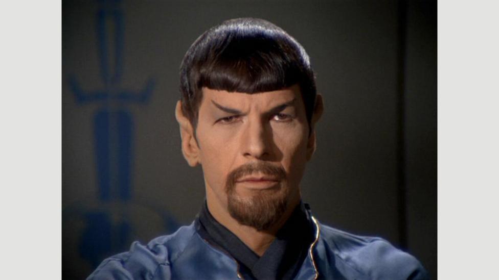 On Star Trek, the crew of the Enterprise discover a mirror universe where moral values are reversed – the noble Federation becomes the evil Empire, and goatees abound (Credit: NBC) On Star Trek, the crew of the Enterprise discover a mirror universe where moral values are reversed – the noble Federation becomes the evil Empire, and goatees abound (Credit: NBC)