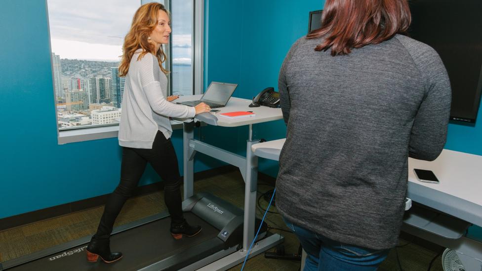 Amy Bohutinsky, Zillow’s chief operating officer, meets on a treadmill. (Credit: Zillow) Amy Bohutinsky, Zillow’s chief operating officer, meets on a treadmill. (Credit: Zillow)