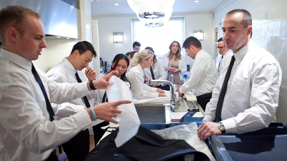 Students at the British Butler Institute; those that become super-butlers can expect to earn $150,000 or more (Credit: British Butler Academy) Students at the British Butler Institute; those that become super-butlers can expect to earn $150,000 or more (Credit: British Butler Academy)