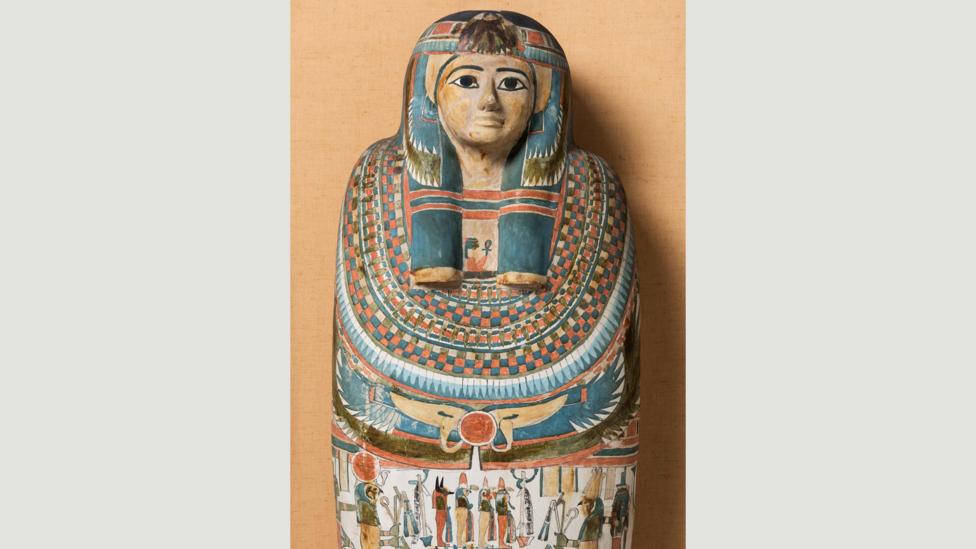 Elaborate sarcophagi depict faces with heavy eye-liner – but make-up for the ancient Egyptians was functional as well as aesthetic (Credit: Two Temple Place/Macclesfield Museum) Elaborate sarcophagi depict faces with heavy eye-liner – but make-up for the ancient Egyptians was functional as well as aesthetic (Credit: Two Temple Place/Macclesfield Museum)