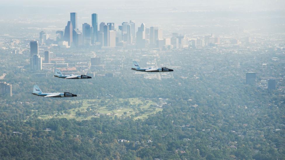 The three Canberras are only kept in the air thanks to technicians stripping spare parts off retired aircraft (Credit: Nasa/Flickr) The three Canberras are only kept in the air thanks to technicians stripping spare parts off retired aircraft (Credit: Nasa/Flickr)