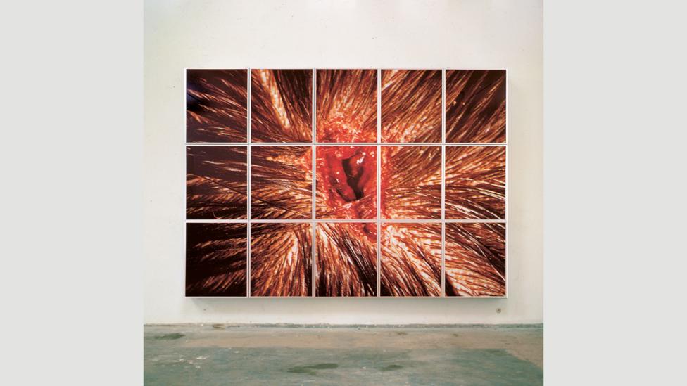 Mat Collishaw’s Bullet Hole, one of the showstoppers of Freeze, was made from Cibachrome mounted on 15 light boxes (Credit: Mat Collishaw) Mat Collishaw’s Bullet Hole, one of the showstoppers of Freeze, was made from Cibachrome mounted on 15 light boxes (Credit: Mat Collishaw)
