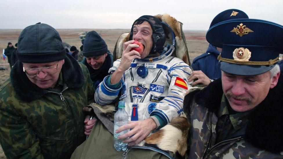 Cosmonauts returning to Earth near Kazakhstan's Baikonur are given apples to celebrate touchdown (Credit: Alamy) Cosmonauts returning to Earth near Kazakhstan's Baikonur are given apples to celebrate touchdown (Credit: Alamy)