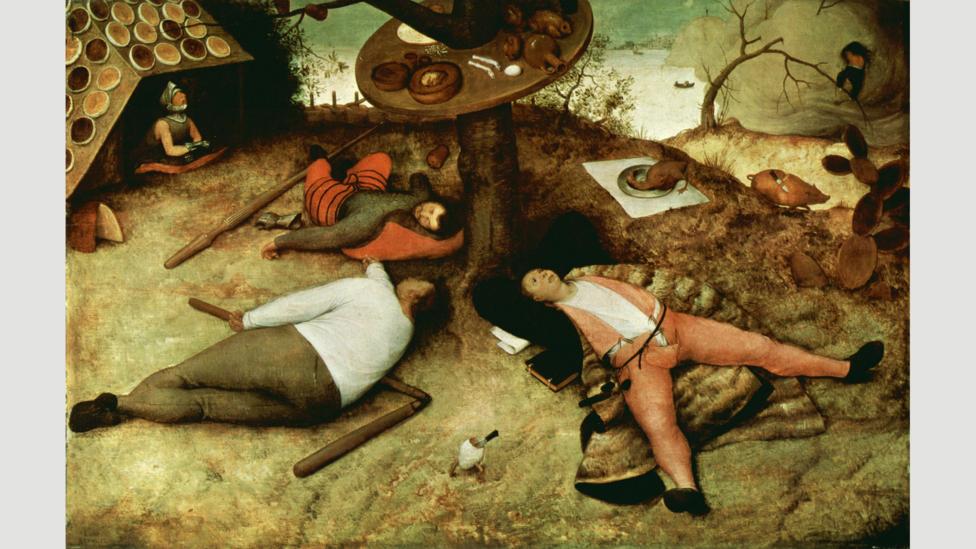 The Land of Cockaygne, as imagined by Pieter Brueghel, was a land of fun and equality – and no work The Land of Cockaygne, as imagined by Pieter Brueghel, was a land of fun and equality – and no work